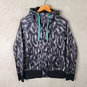 Empyre Hoodie Kids Large Gray Black Abstract Print Full Zip Jacket Boys
